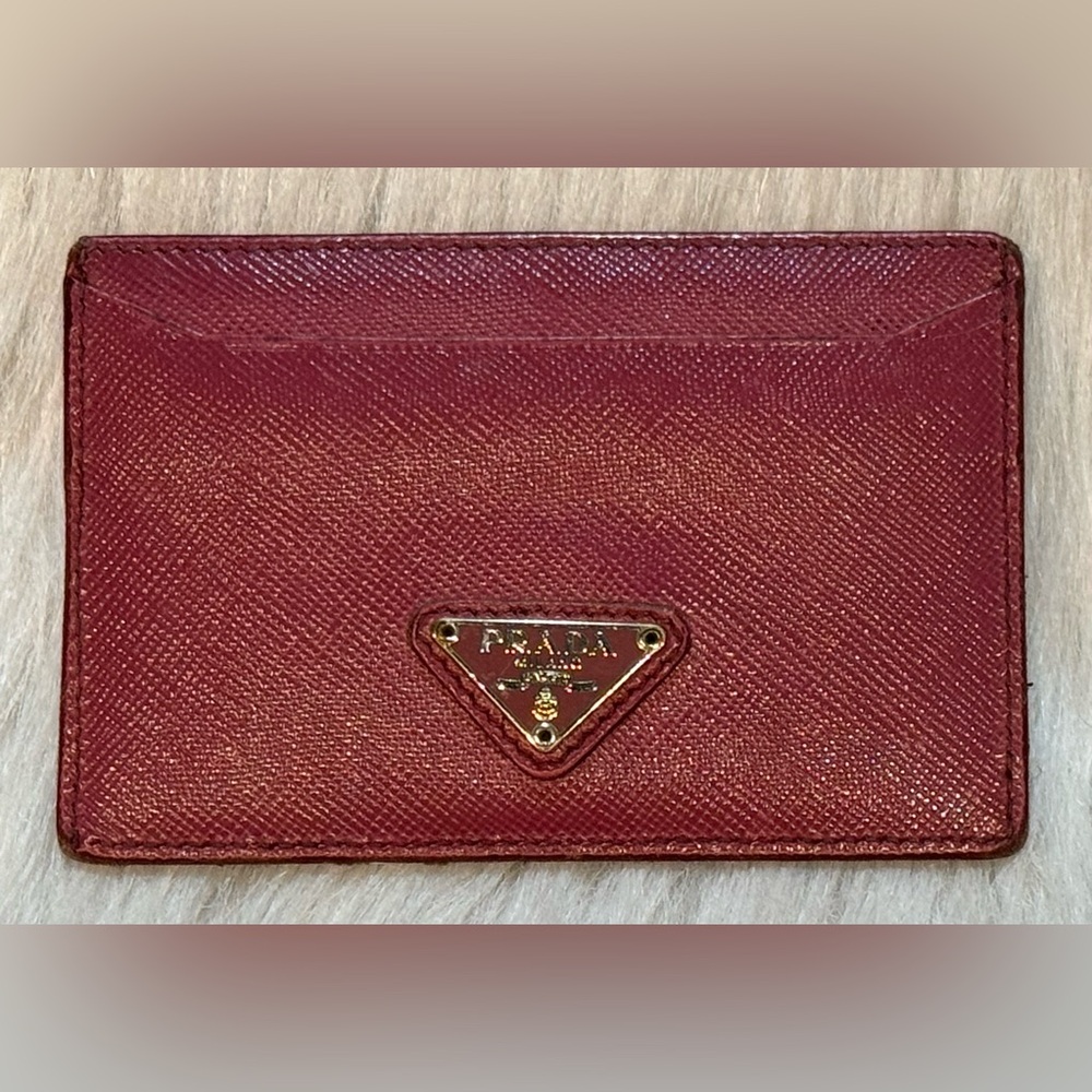 Prada Saffiano Leather Card Holder Fuschia Pink VGUC